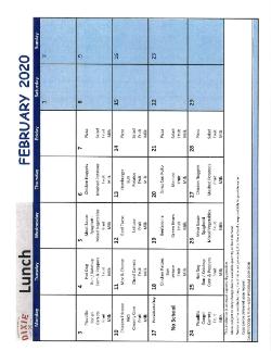 February Breakfast and Lunch Calendars are here!